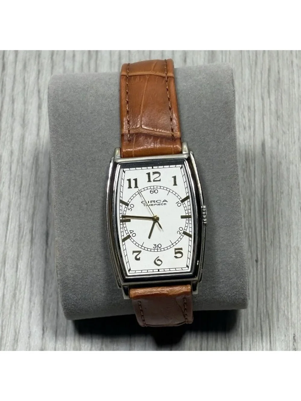 Circa Timepiece CT112T Brown Leather Analog White Dial Quartz Watch Need Battery
